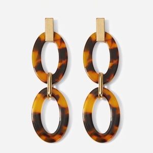Leopard print link chain earrings